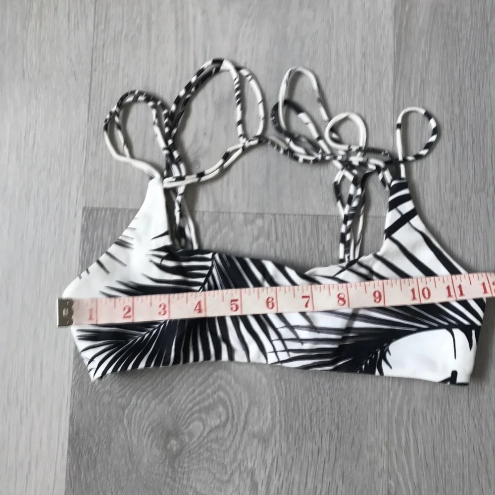 MIKOH KAPAA BLACK WHITE BIKINI STRAPPY TOP WOMENS SMALL